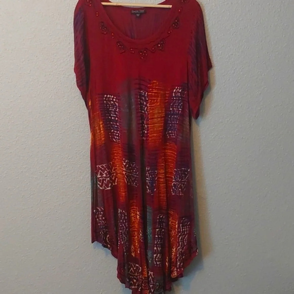 Vintage Midi Dress Multicolored Bohemian Boho Embroidered Beadwork O/S - Picture 1 of 7